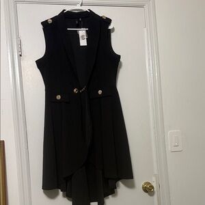 Black Sleeveless Long Cardigan